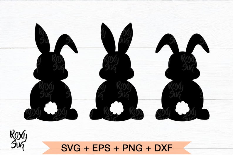 Bunnies clipart silhouette. Easter svg bunny three