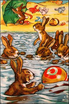 bunnies clipart swimming