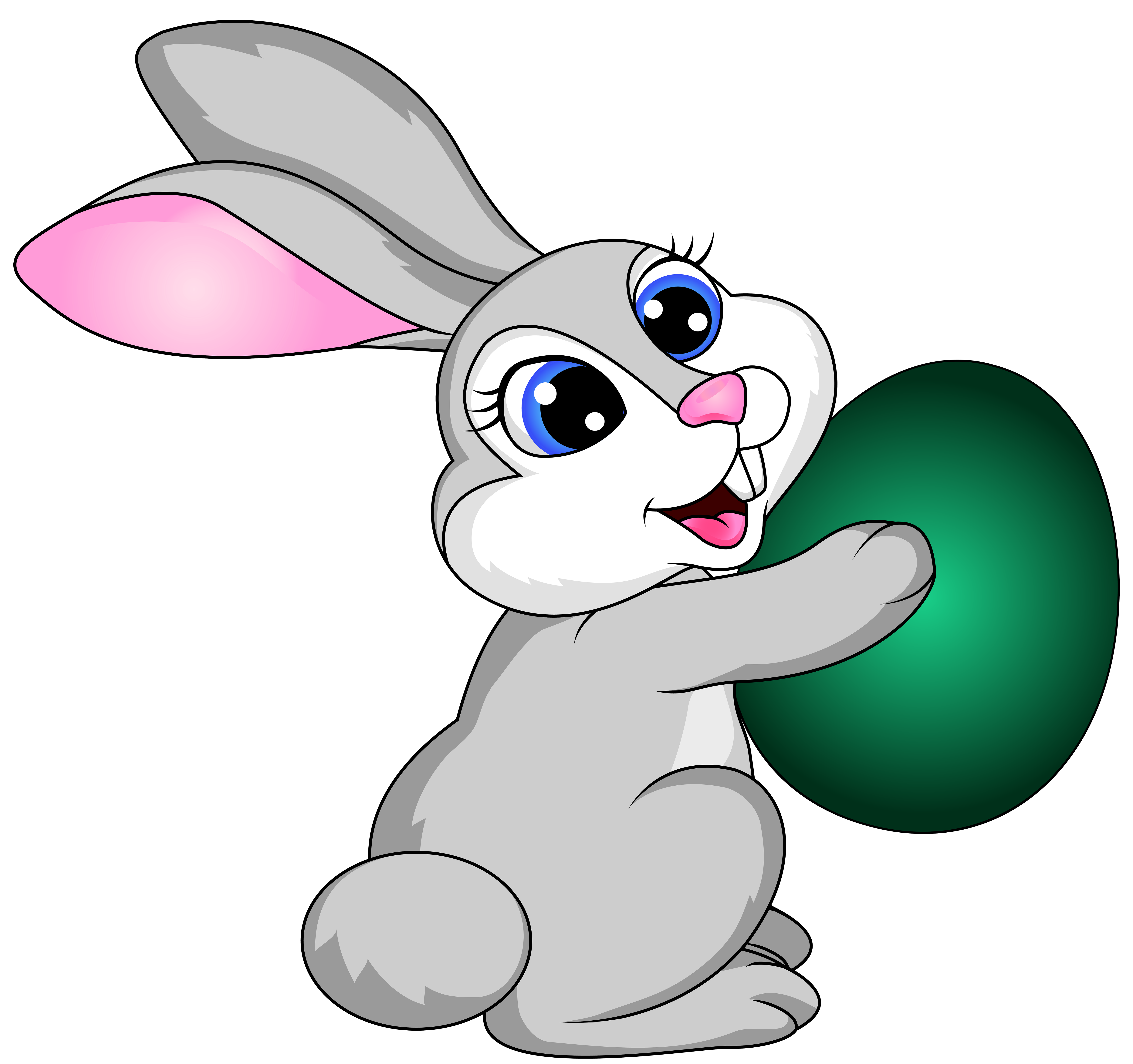 Easter bunny with egg. Bunnies clipart transparent background
