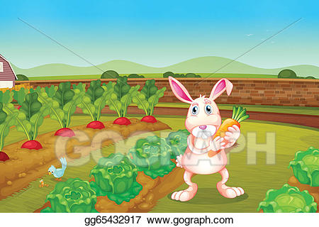 Vector art a holding. Clipart bunny garden