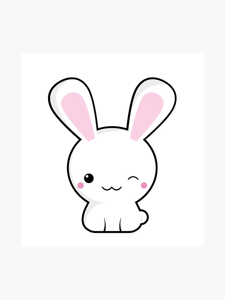 Bunny photographic print . Clipart rabbit kawaii