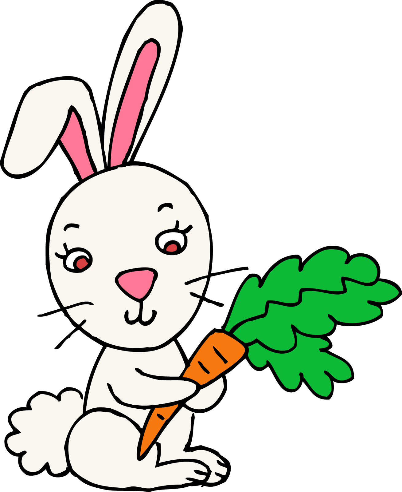 Bunny rabbit white vector. Easter clipart carrot