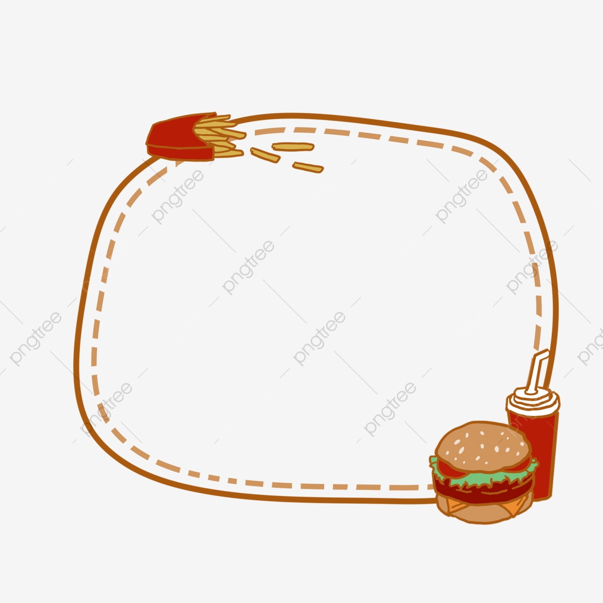Delicious hamburger cola cartoon. Fries clipart border
