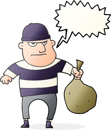 Speech bubble cartoon with. Burglar clipart bag