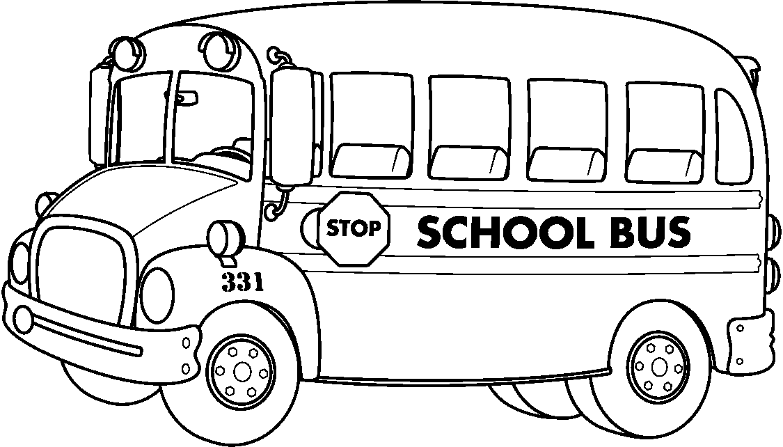 clipart bus black and white