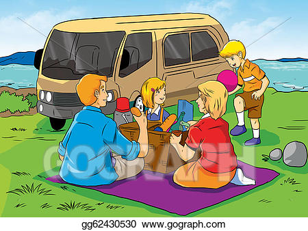 Bus clipart picnic. Drawing family gg gograph