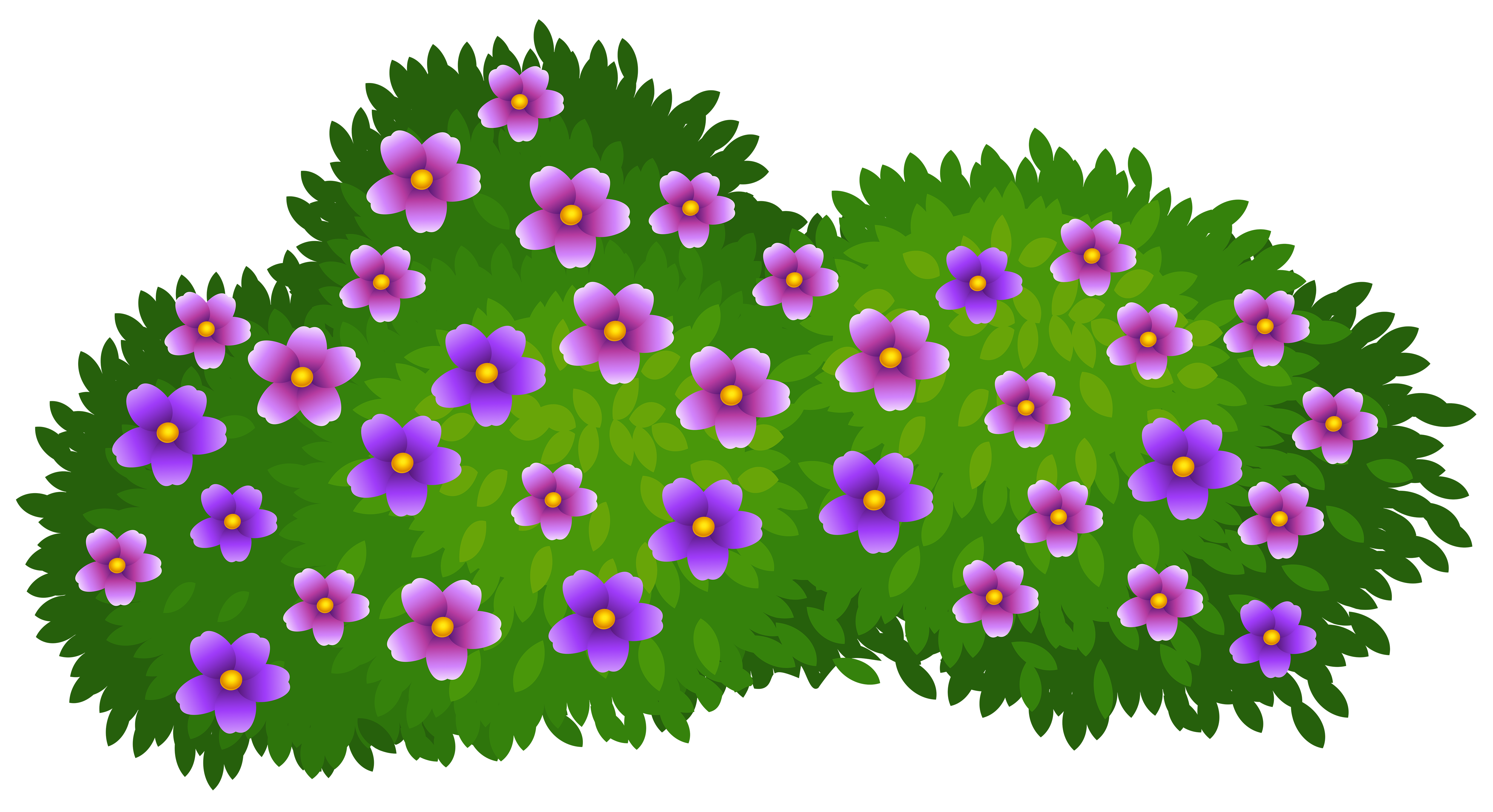 Green bush with flowers. Clipart rose shrub