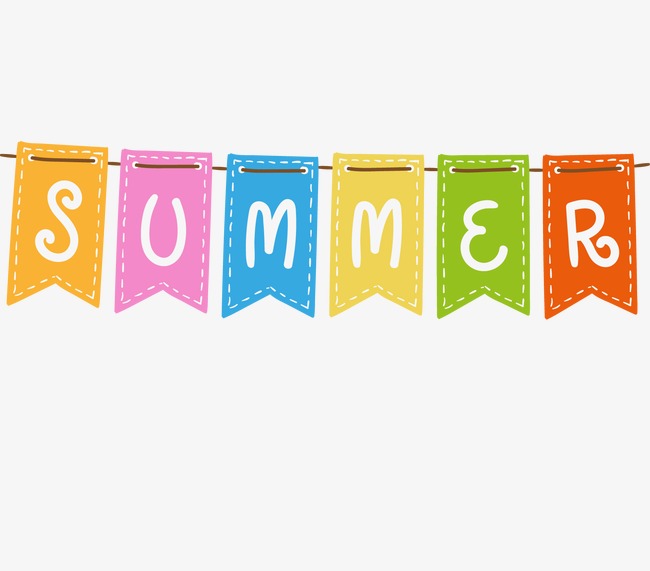 Summer banners hanging flags. Bush clipart banner