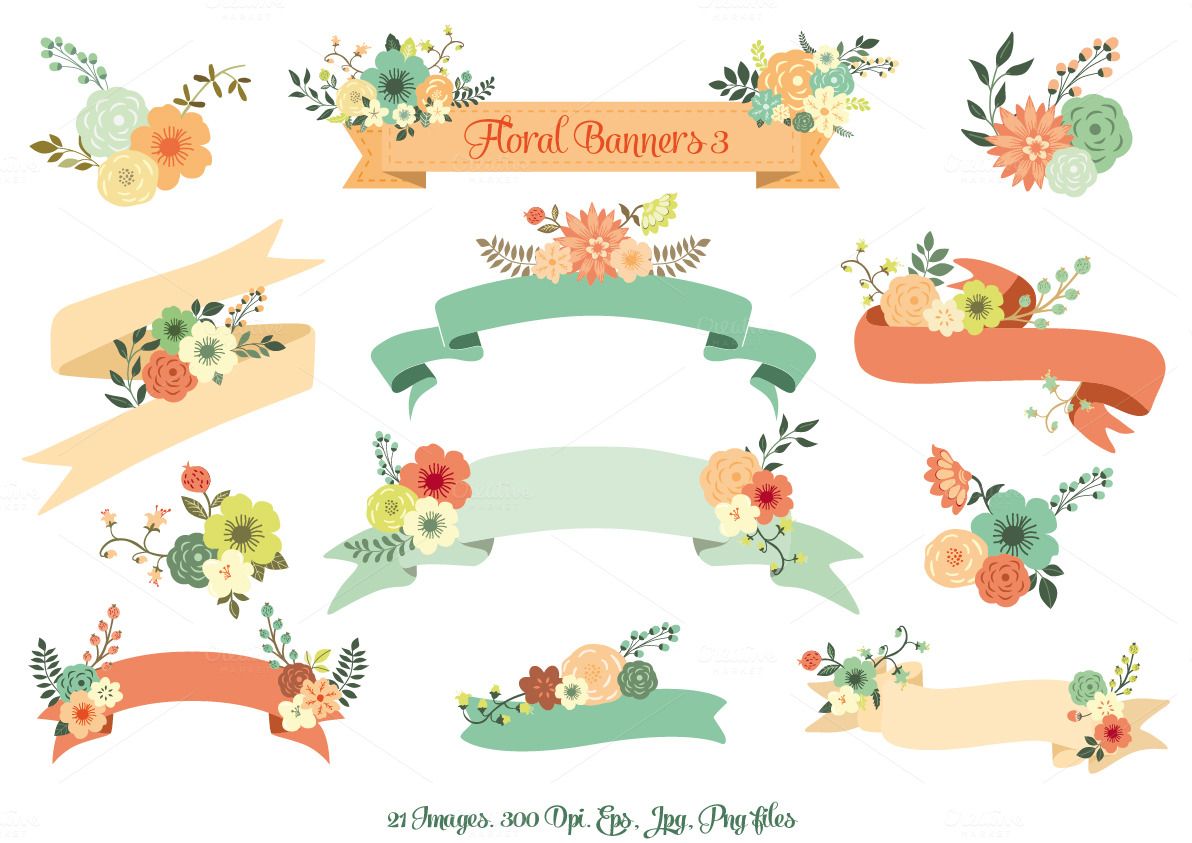 Bush clipart banner. Floral banners iii vector