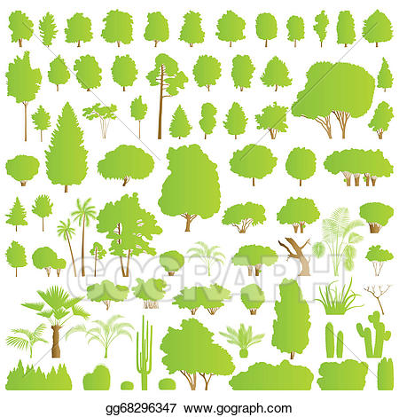 Forest clipart bush. Vector illustration nature tree