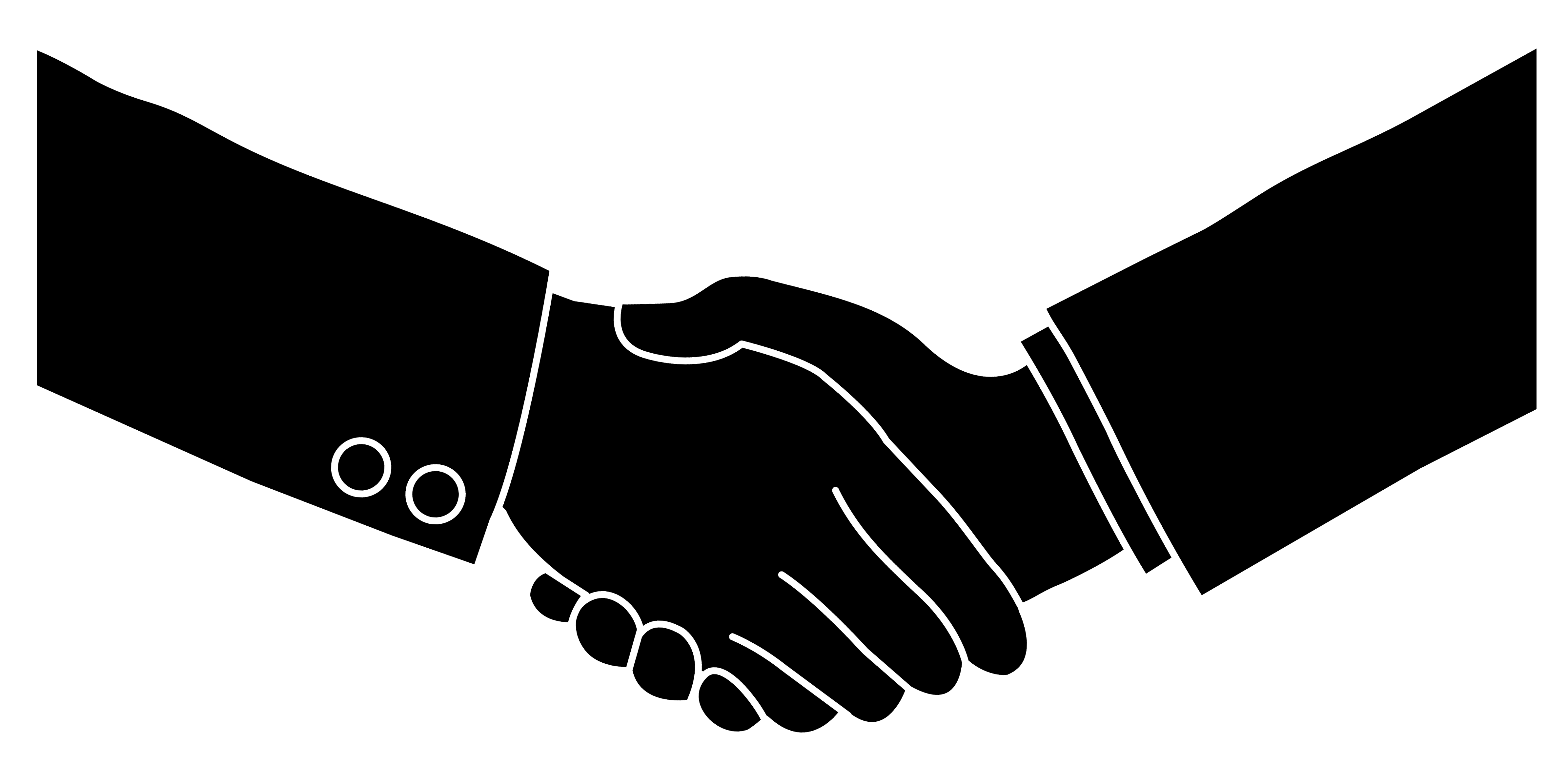 Hand clipart cartoon. Business handshake black silhouette