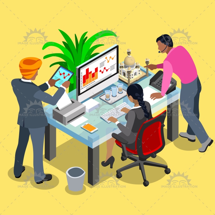 Businessman clipart business collaboration. Indian isometric people image