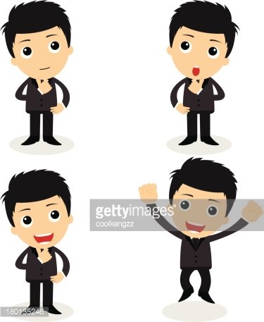 Businessman clipart cute. Set of characters poses