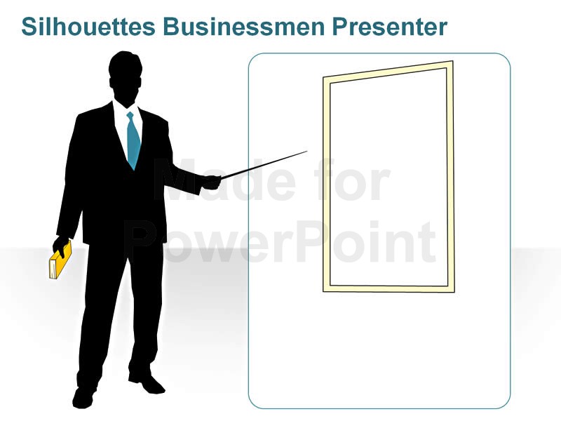 Silhouettes business men presenter. Businessman clipart presentation