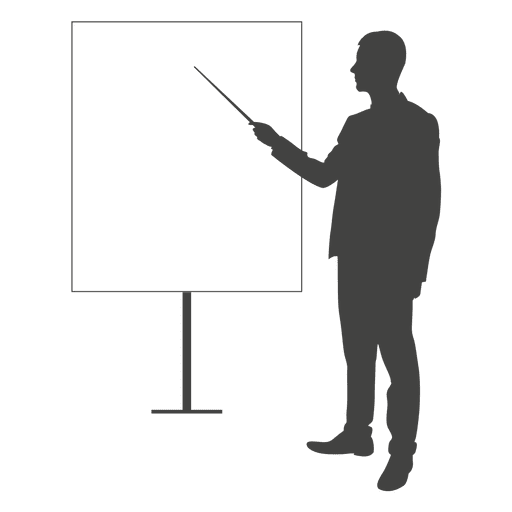 Pointing board transparent png. Businessman clipart presentation