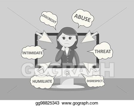 Businesswoman clipart black and white. Vector get cyber bully