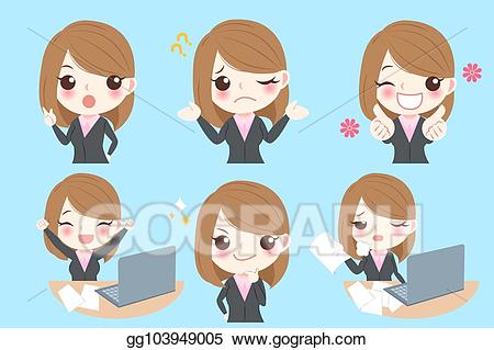 Vector do different emotion. Businesswoman clipart cute