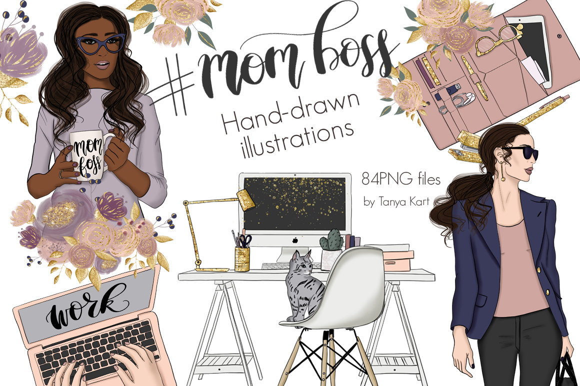 Planner girl fashion lady. Businesswoman clipart female boss