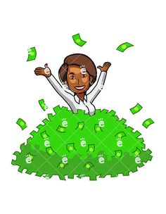 Businesswoman clipart successful woman. A surrounded by falling