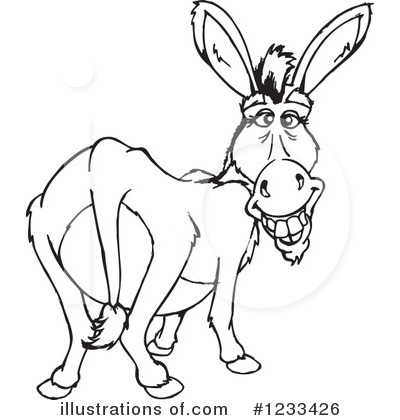 donkey clipart line
