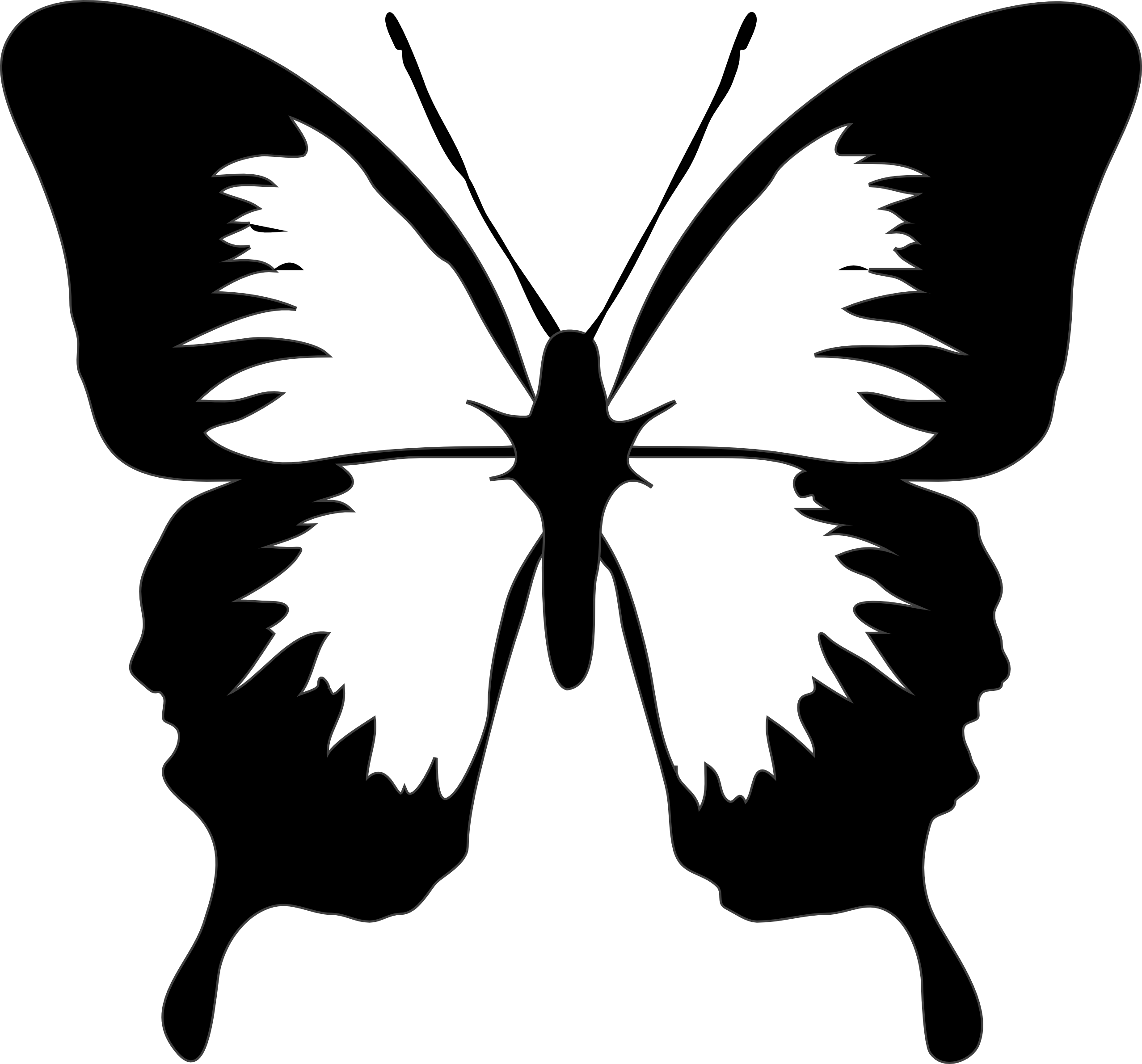 Butterfly clip art black. Knee clipart outline