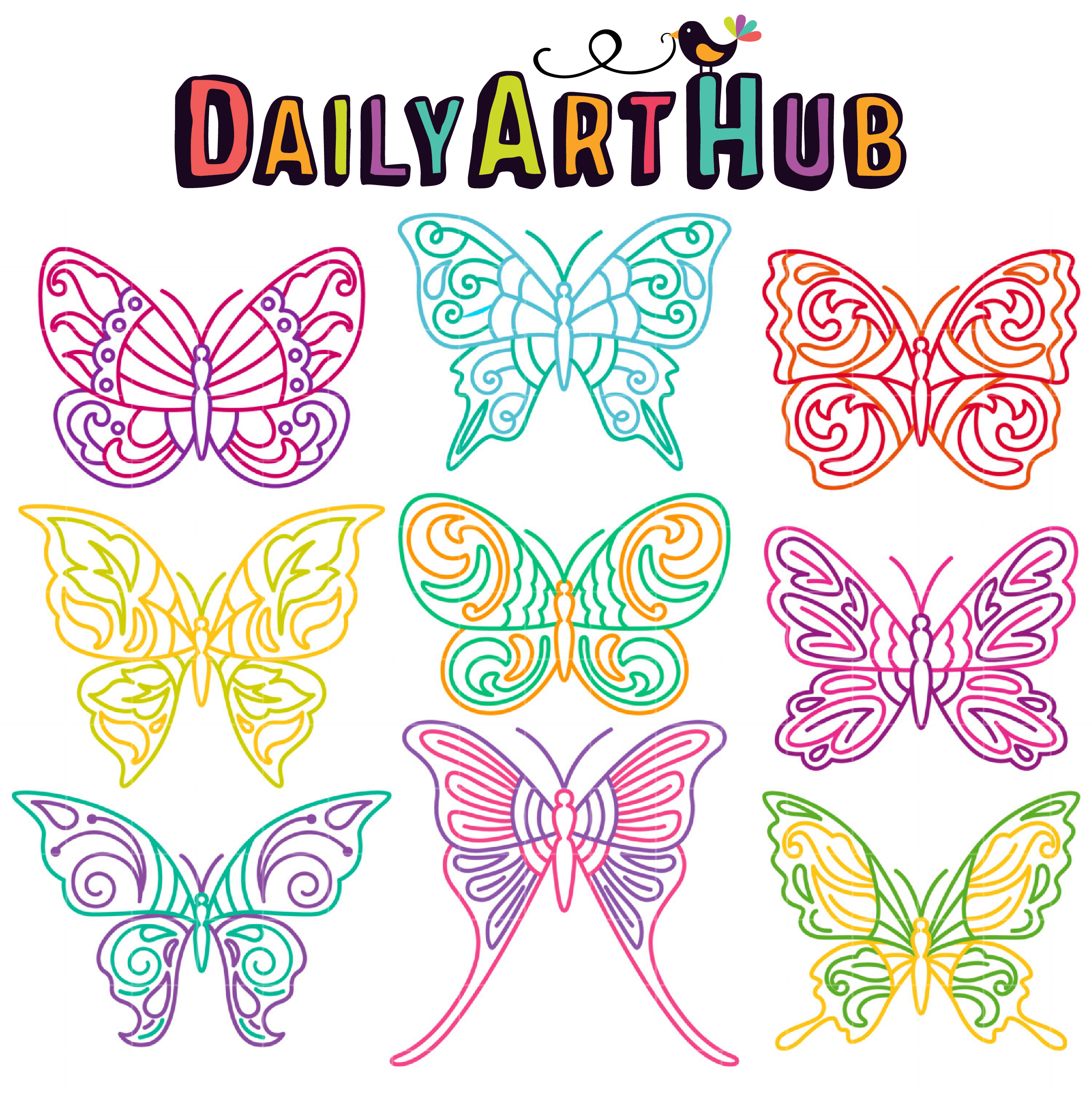 Clipart butterfly doodle. Dainty doodles clip art