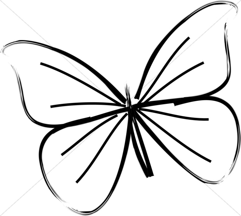 Butterfly clipart line drawing. Single art