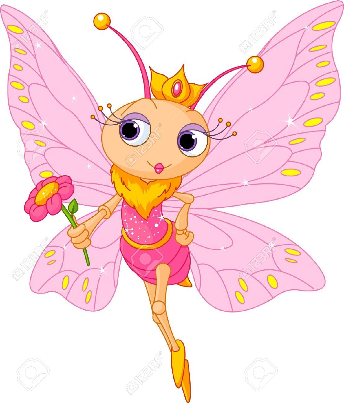 Beautiful clipart beautiful princess. Butterfly illustration of holding