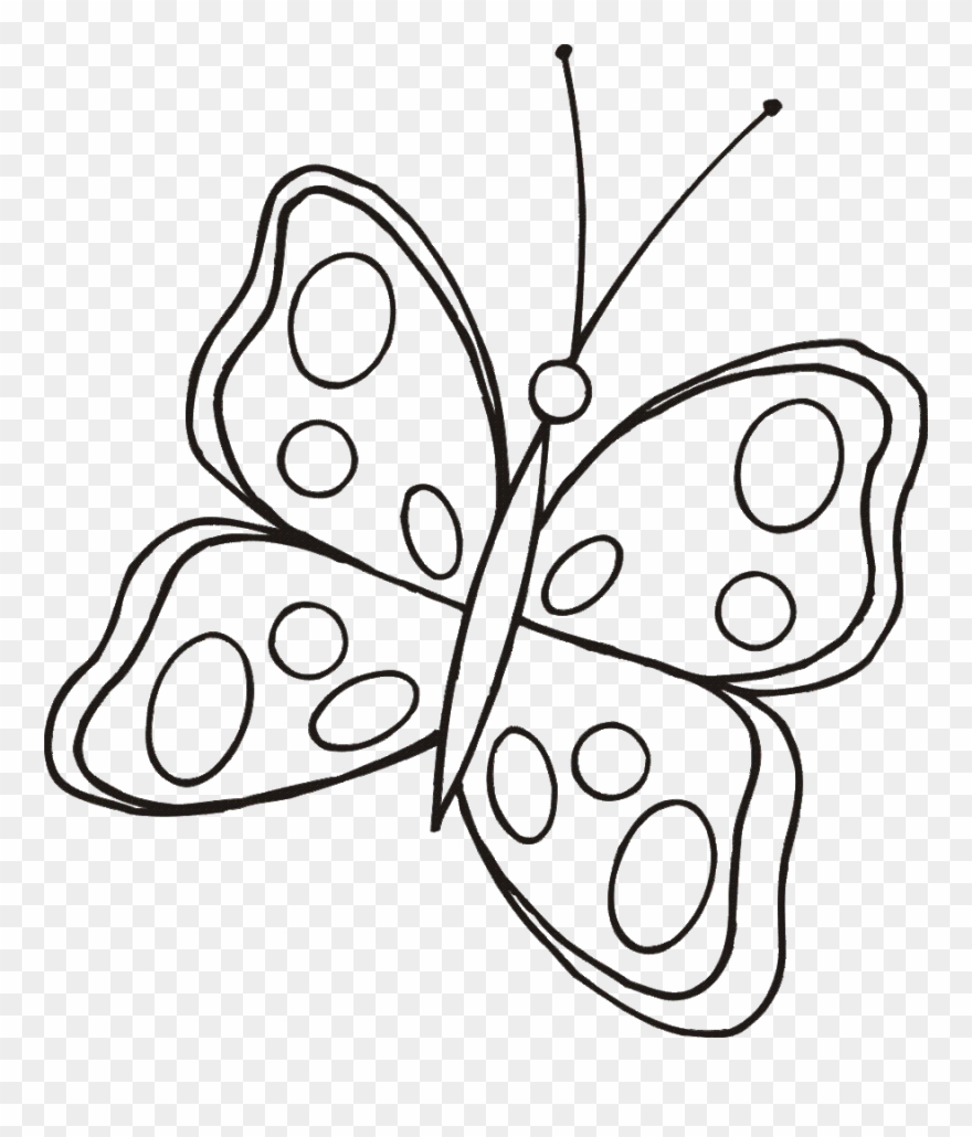 Cute . Butterfly clipart line drawing