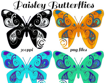 butterflies clipart paisley