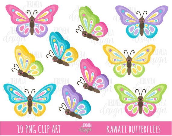butterfly clipart kawaii