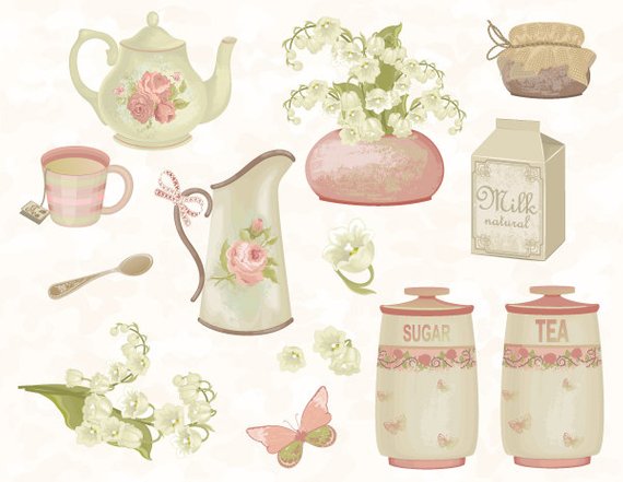 cups clipart shabby chic