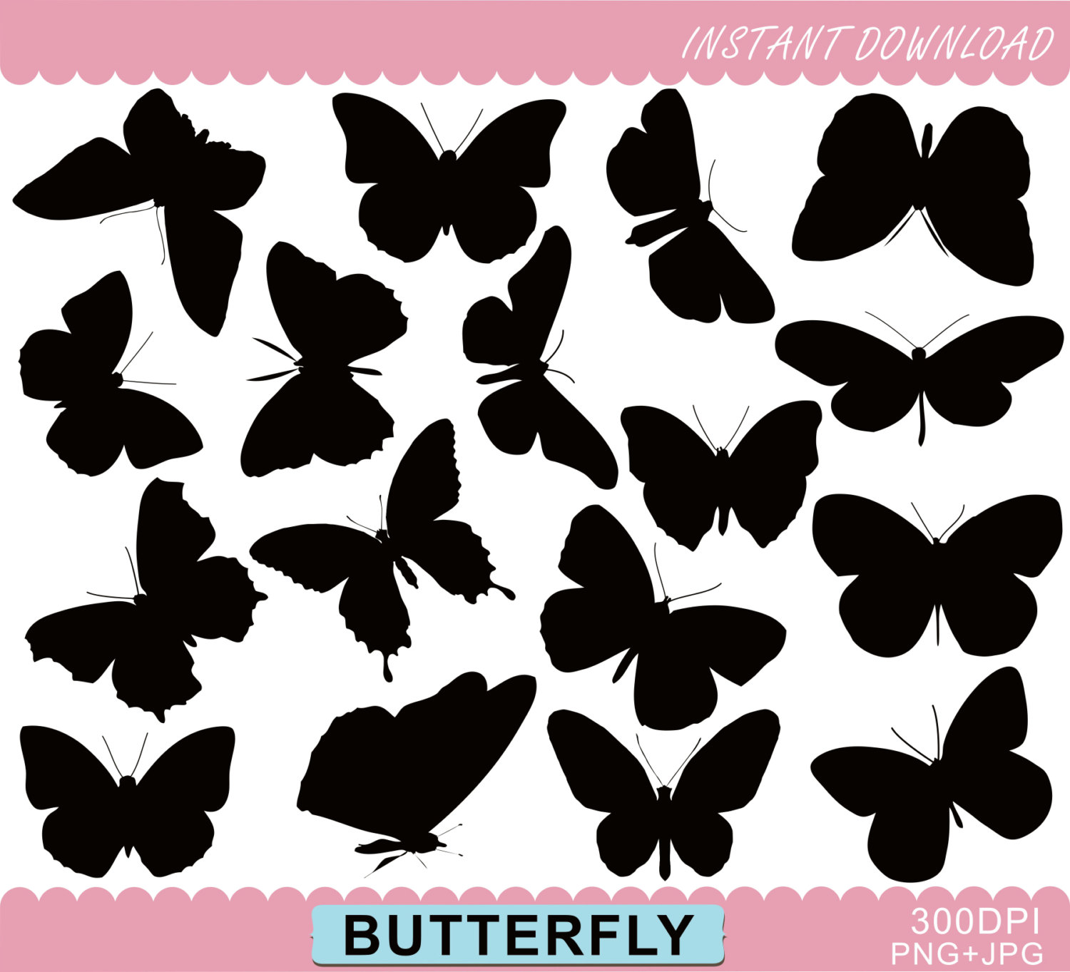 butterflies clipart silhouette