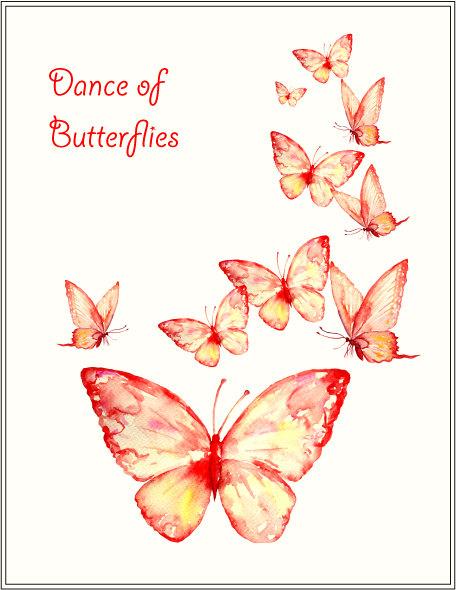 Butterfly clipart corner. Watercolor butterflies orange red