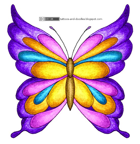 Butterfly clipart doodle. Tattoos and doodles colorful