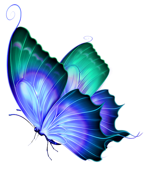 Blue and green deco. Butterfly clipart transparent background
