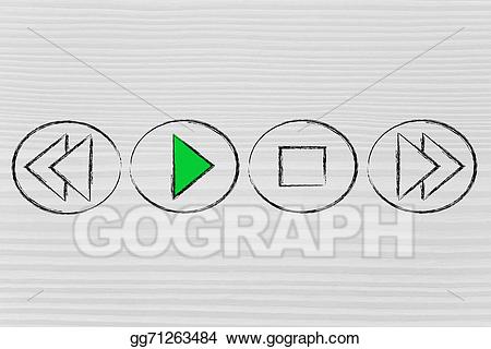 Stock illustration press play. Button clipart drawing