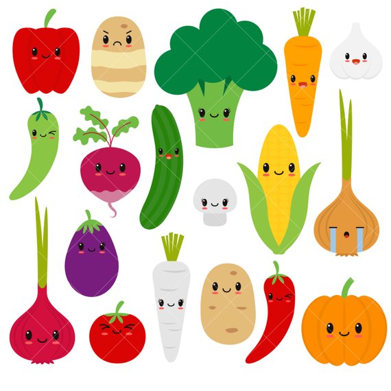 Kawaii vegetables cute vegetable. Cabbage clipart happy