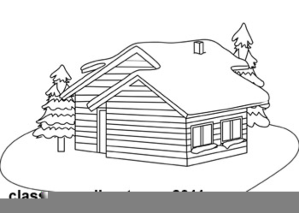 cabin clipart black and white