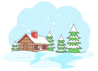 cabin clipart christmas