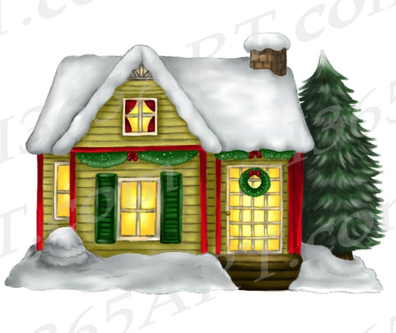 cabin clipart christmas