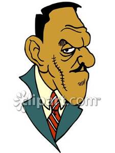 Gangster with a scar. Cabin clipart scary