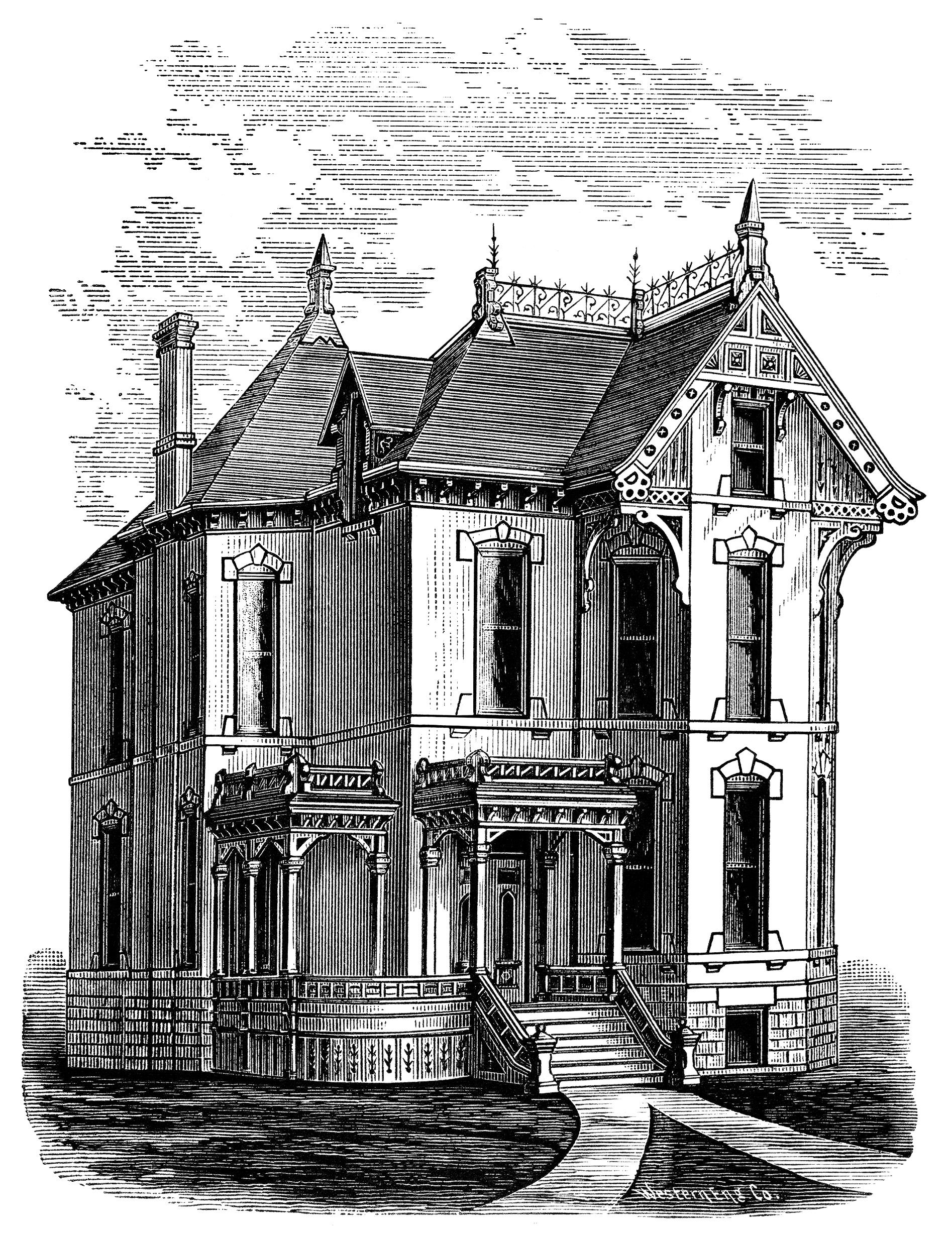 Victorian home clip art. Mansion clipart grand old