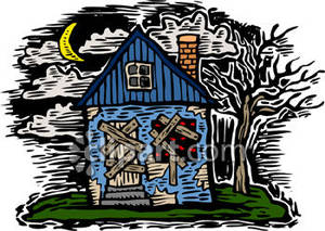 Cabin clipart scary. Abandoned house clip art