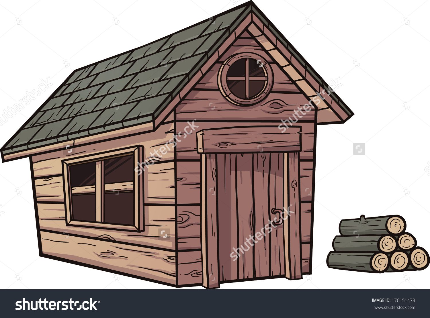 Cottage clipart wooden cabin. Small cartoon log stock