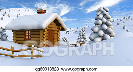 cabin clipart snowy cabin