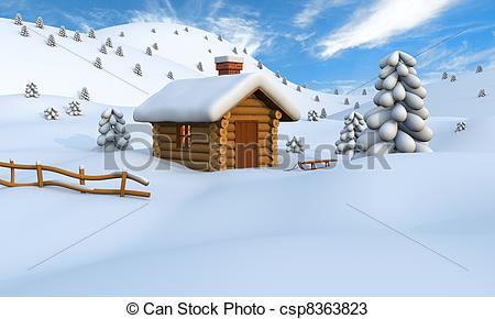 cabin clipart winter