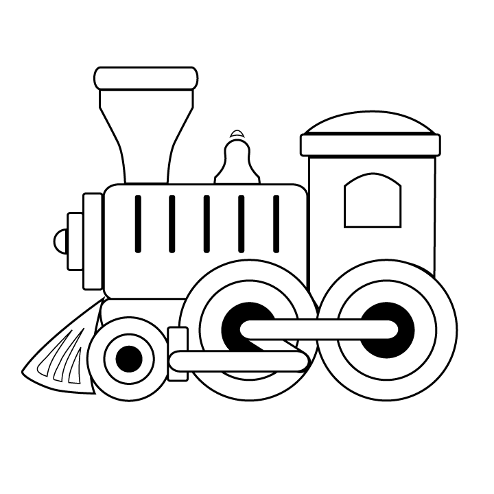 Clipart road coloring page. Black and white train