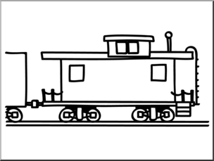 caboose clipart black and white