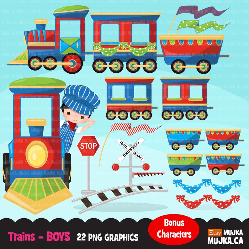 caboose clipart colorful